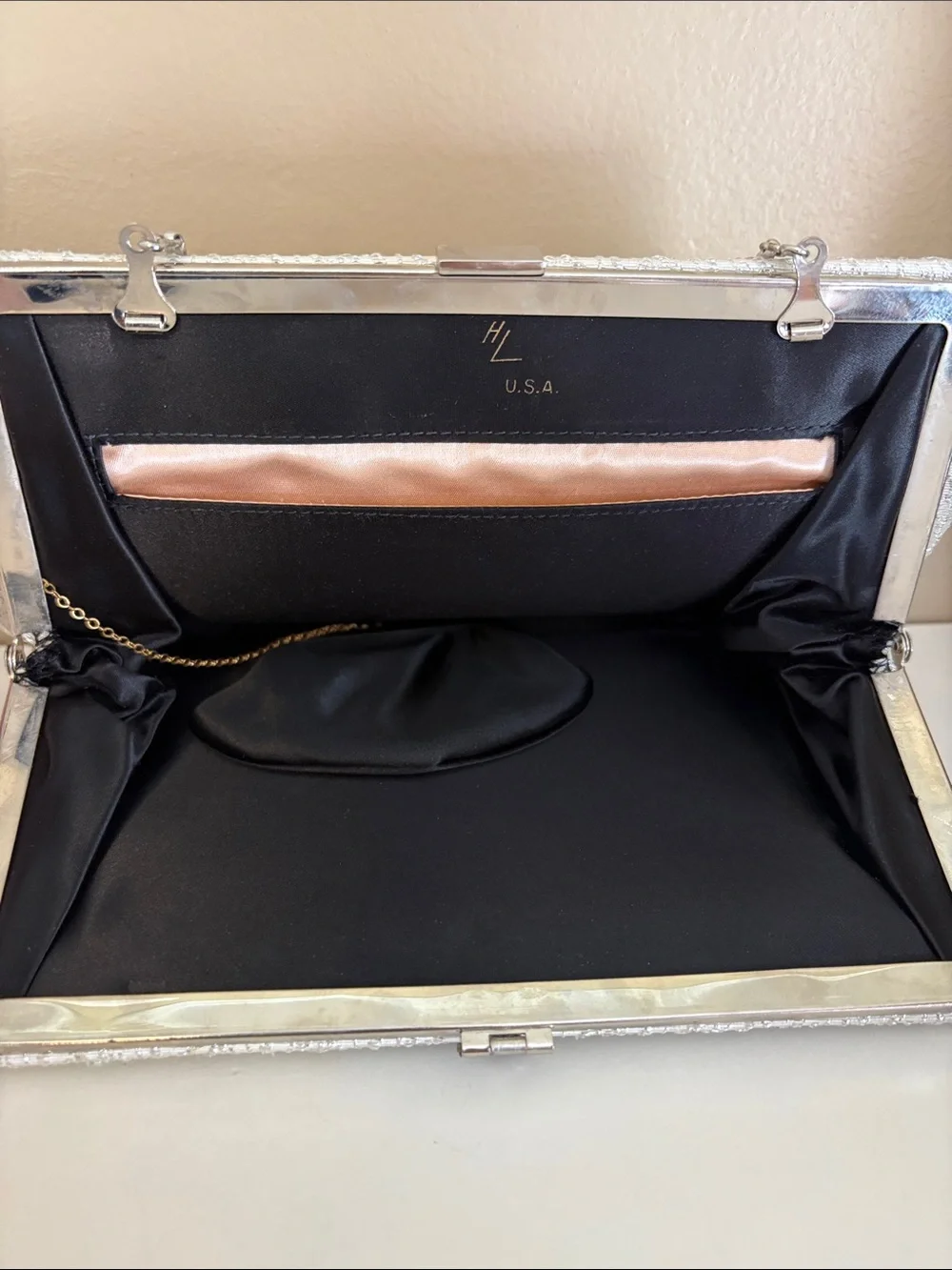 Vintage Elegant Silver Sparkle Evening Bag